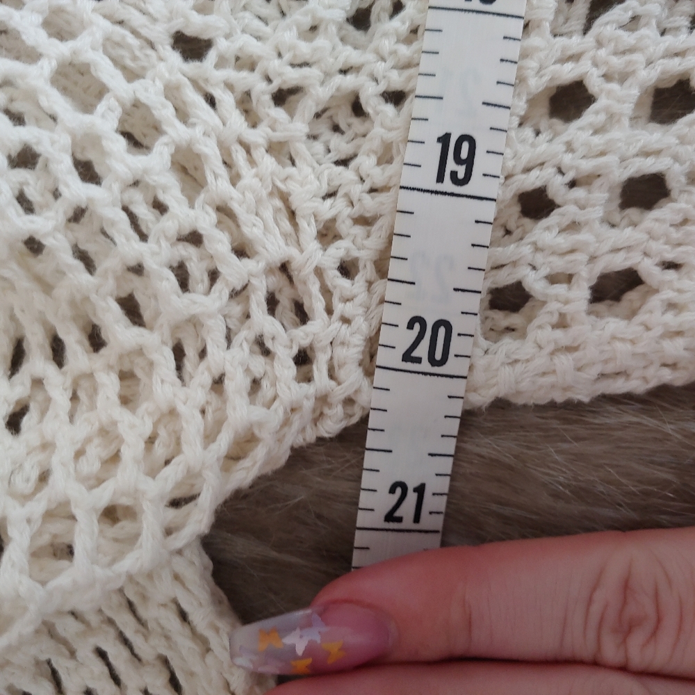 Divided H&M • Boho Cotton Cream Ivory Crop Top Crochet Long Bell Sleeve Medium - Picture 14 of 16